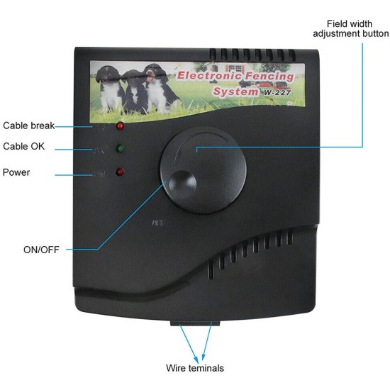 Rechargeable Electronic Dog Fence Wired Containment System with Waterproof Collars