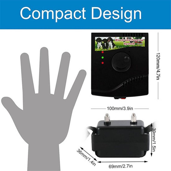 Rechargeable Electronic Dog Fence Wired Containment System with Waterproof Collars