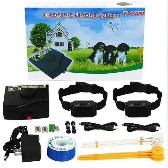 Rechargeable Electronic Dog Fence Wired Containment System with Waterproof Collars