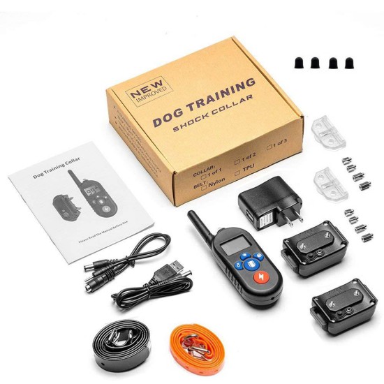 Rechargeable Remote Dog Training Collars with Waterproof Electric Dog Collars for 2 Dogs