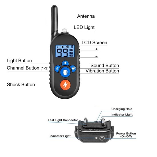 Rechargeable Remote Dog Training Collars with Waterproof Vibrating Dog Collars for 3 Dogs