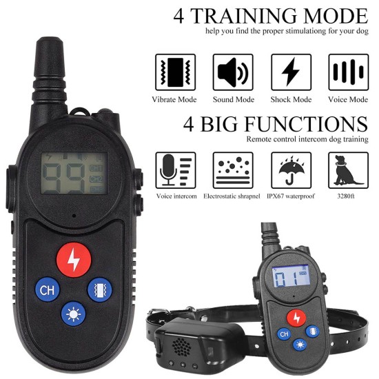 Dog Training Collars with Walkie Talkie Remote Control Distance Up to 1100 Yards Dog Shock Collars