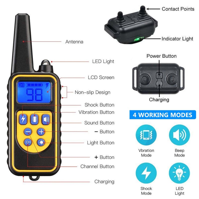 Dog Training Collars Remote Rechargeable and Waterproof Electric Dog Collars for 2 Dogs Dog Training Collars Remote Rechargeable and Waterproof Electric Dog Collars for 2 Dogs