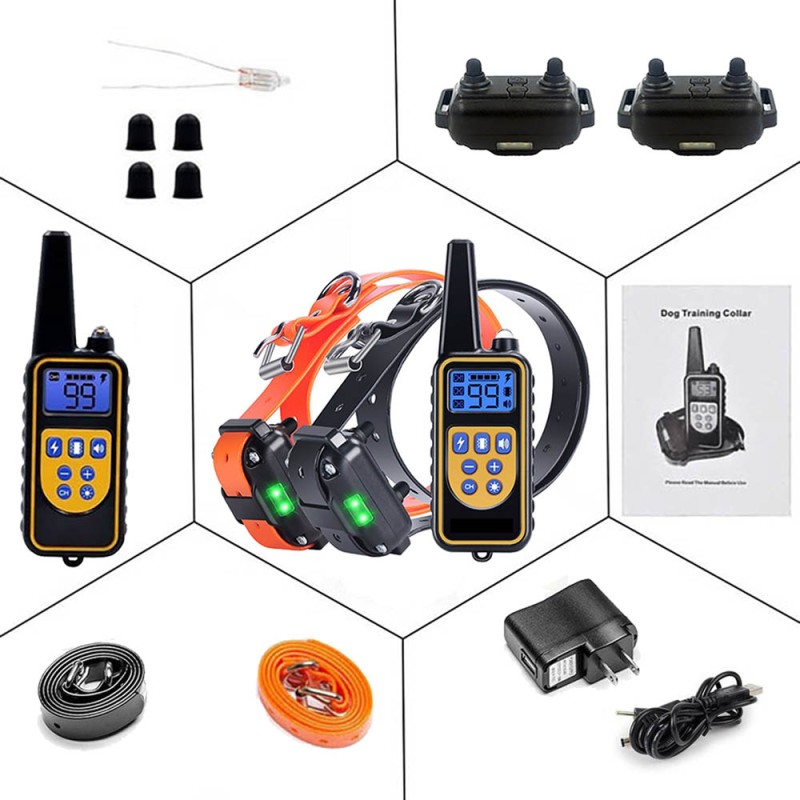 Dog Training Collars Remote Rechargeable and Waterproof Electric Dog Collars for 2 Dogs Dog Training Collars Remote Rechargeable and Waterproof Electric Dog Collars for 2 Dogs