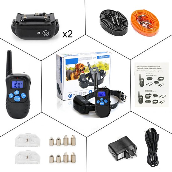 Rechargeable Remote Dog Training Collars with Waterproof Dog Shock Collar for 2 Dogs