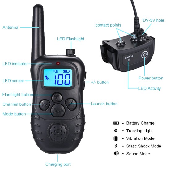 Dog Training Collars with Wireless Remote Rechargeable Dog Shock Collars