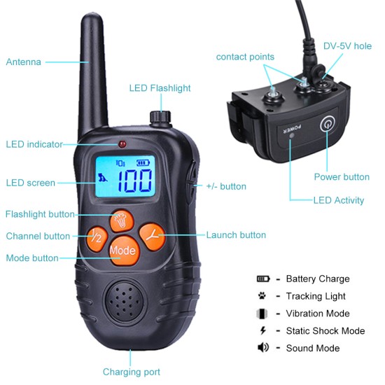 Waterproof Dog Training Collar with Wireless Remote Rechargeable Dog Shock Collars
