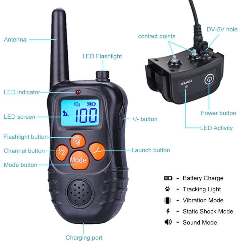Waterproof Dog Training Collar with Wireless Remote Rechargeable Dog Shock Collars